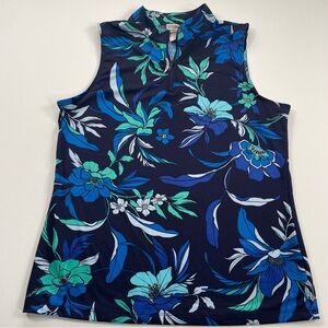 Tommy Bahama Everyday Active Sleeveless Floral Top in Blue and Green / Women’s L